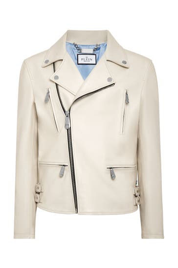 PHILIPP PLEIN Lederjacke GOTHIC PLEIN 06 | beige