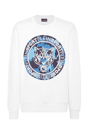 PLEIN SPORT Sweatshirt CARBON TIGER 0107 | white/lightblue