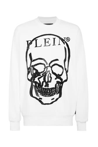 PHILIPP PLEIN Sweatshirt SKULL AND PLEIN 0102 | white/black