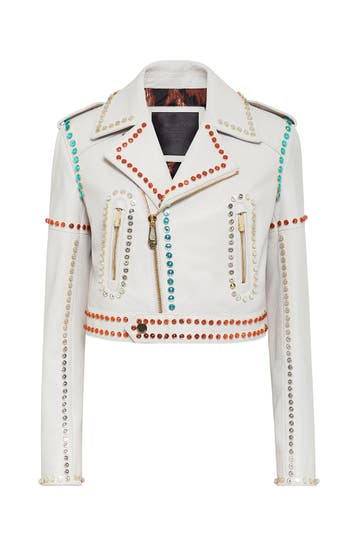 PHILIPP PLEIN Lederjacke 01 | white
