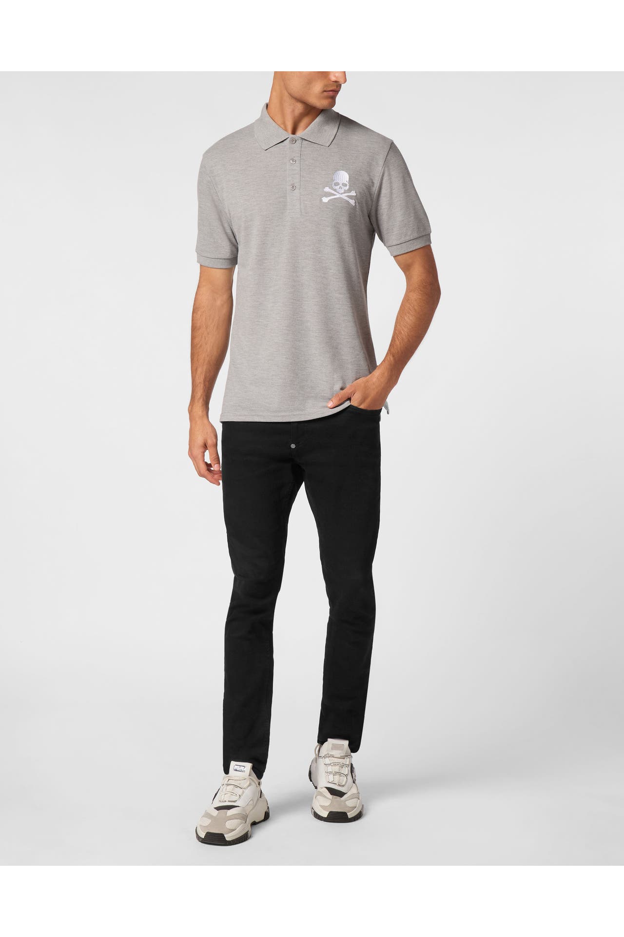 PHILIPP PLEIN Polo-Shirt SKULL&BONES 10 | grey, Bild 1