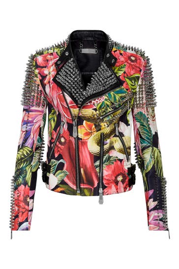 PHILIPP PLEIN Lederjacke FLOWERS 02 | black