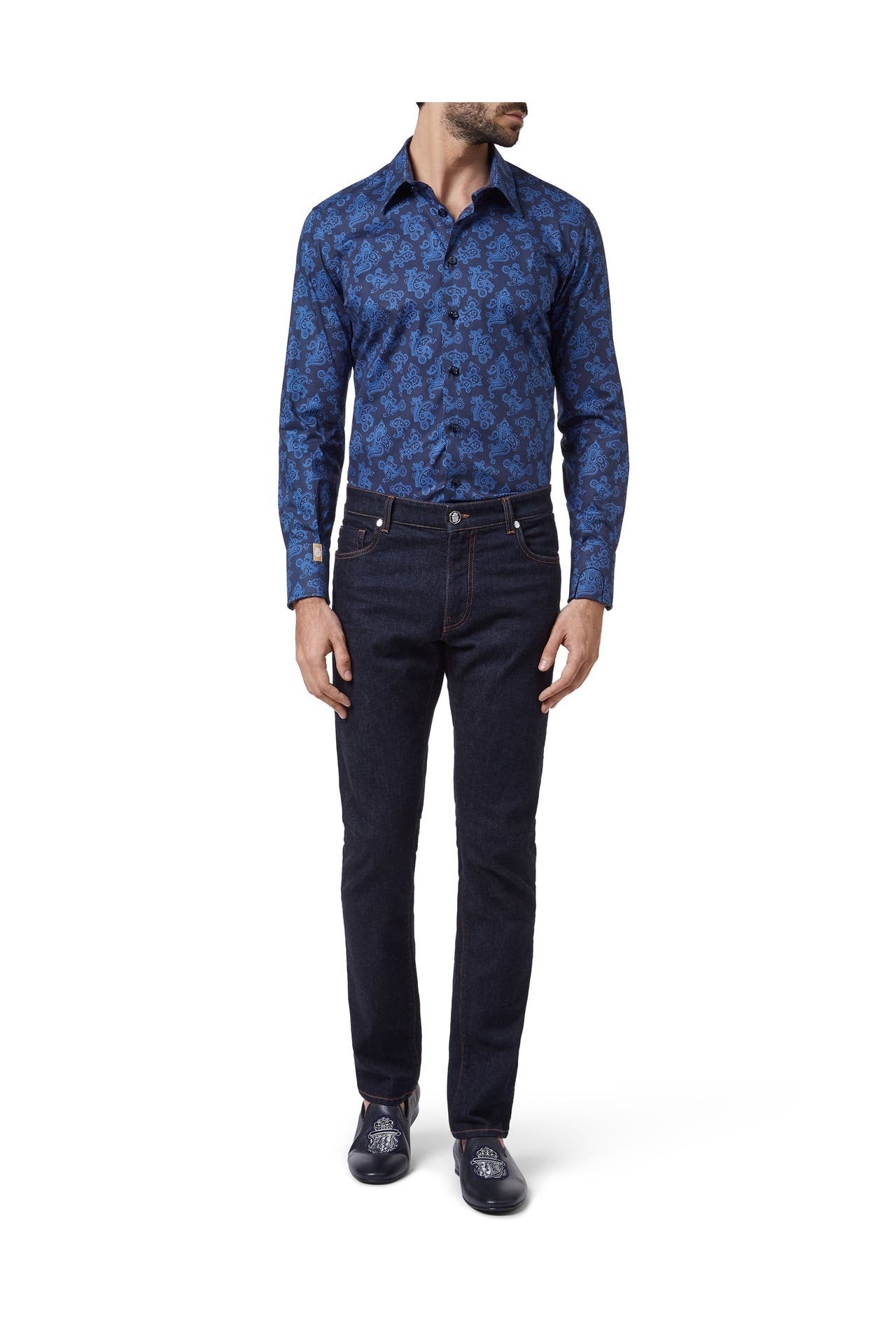 BILLIONAIRE Business-Hemd PAISLEY 14 | darkblue Slim Fit, Bild 1