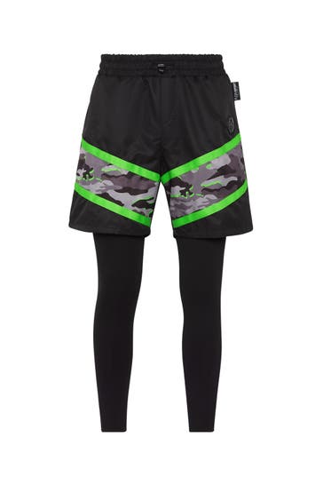 PLEIN SPORT Short CAMOUFLAGE 02 | black Wide/ Loose Fit