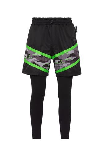 PLEIN SPORT Short CAMOUFLAGE 02 | black Wide/ Loose Fit