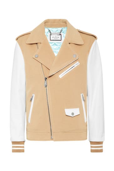 PHILIPP PLEIN Lederjacke 0601 | beige/white