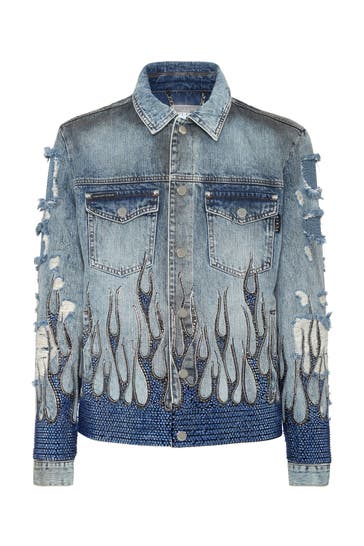 PHILIPP PLEIN Jeansjacke FLAME 10ND | SANDSTONEGREY