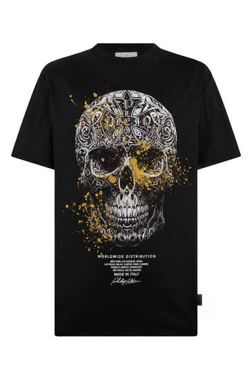 PHILIPP PLEIN Kurzarm-Rundhals-T-Shirt SKULL