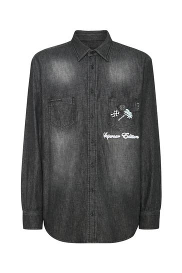 PHILIPP PLEIN Jeanshemd RACING 02RX | RiotBlack Regular Fit