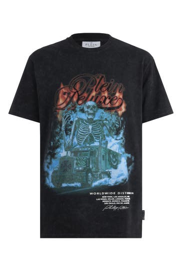 PHILIPP PLEIN Kurzarm-Rundhals-T-Shirt SKELETON