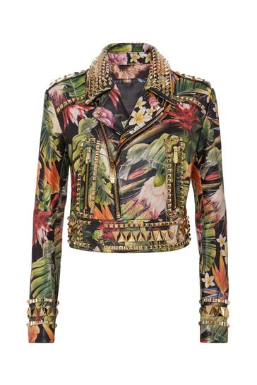 PHILIPP PLEIN Lederjacke FLOWERS 21 | multicolor