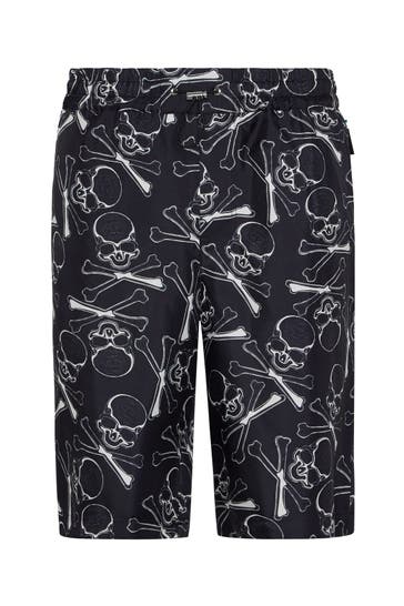 PHILIPP PLEIN Short SKULL BONES 02 | black Wide/ Loose Fit
