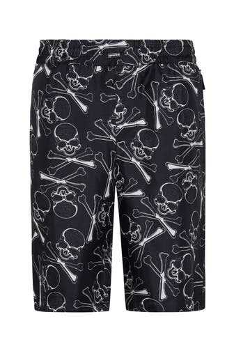 PHILIPP PLEIN Short SKULL BONES 02 | black Wide/ Loose Fit
