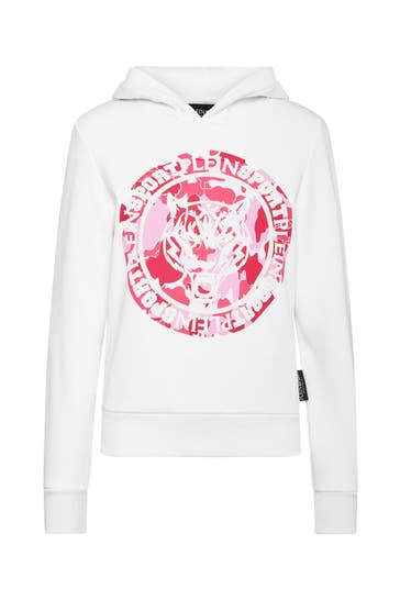 PLEIN SPORT Hoodie CARBON TIGER 0133 | white+fuchsia
