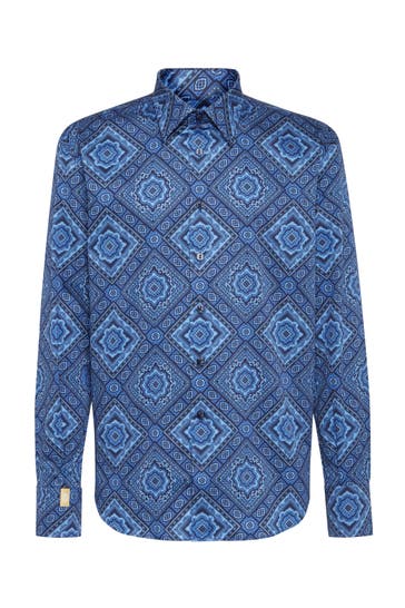 BILLIONAIRE Business-Hemd PAISLEY 14 | darkblue Slim Fit
