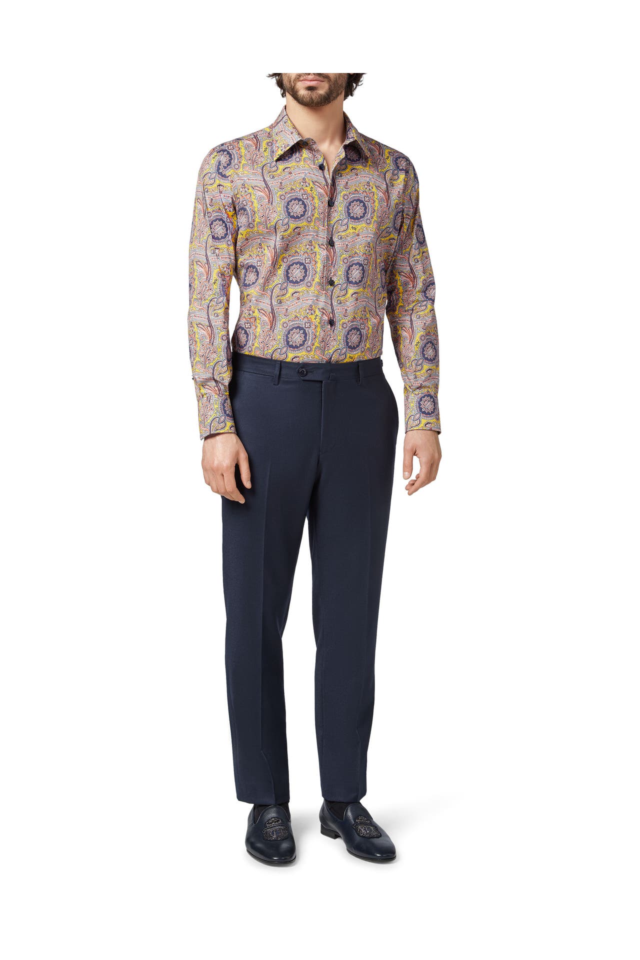 BILLIONAIRE Business-Hemd PAISLEY 0209 | black/yellow Slim Fit, Bild 1