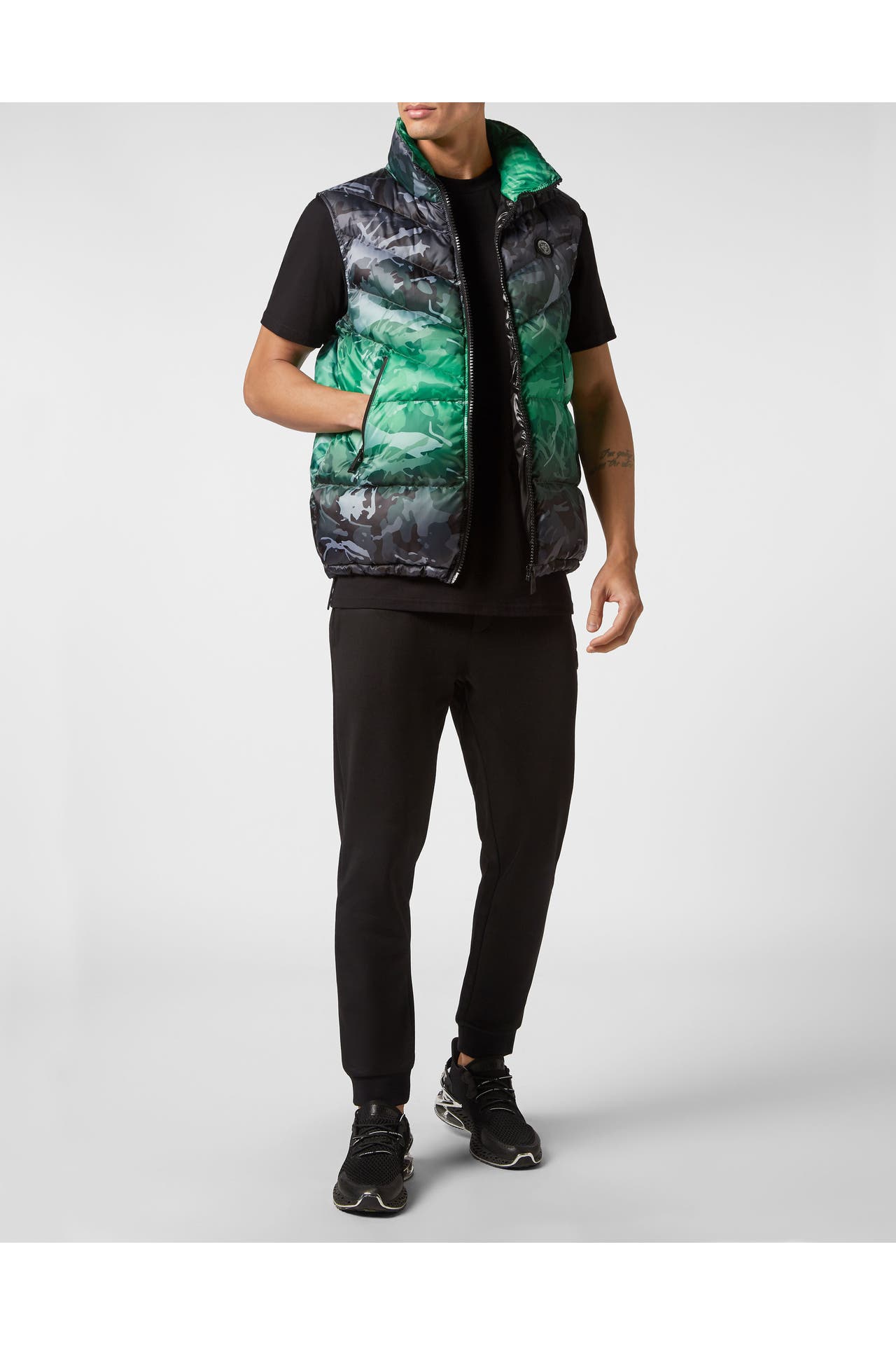 PLEIN SPORT Weste CAMOUFLAGE 0227 | black+greenfluo, Bild 1