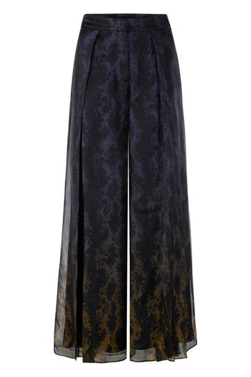 MARC CAIN Business-Hose WARANGAL black/amber gold Wide/ Loose Fit