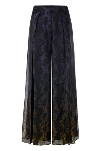 MARC CAIN Business-Hose WARANGAL black/amber gold Wide/ Loose Fit