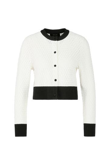 MARC CAIN Strickjacke white and black