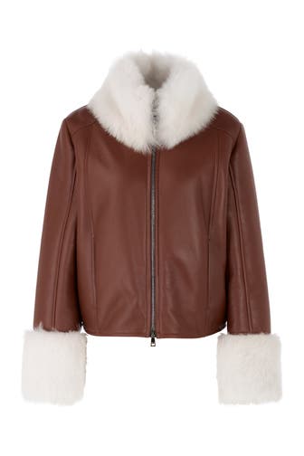 MARC CAIN Lederjacke dark chestnut brown