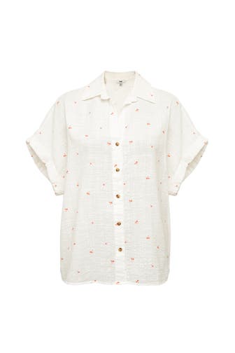 MAVI Blusenshirt SHORT SLEEVE WOVEN SHIRT Orange Palm Print