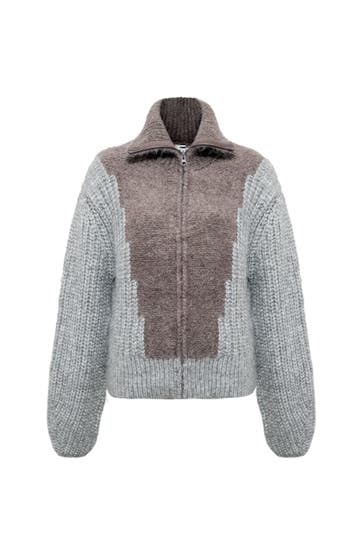 MAVI Sweatshirt FULL ZIP SWEATER Light Grey Melange