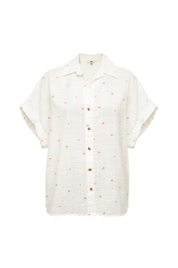 MAVI Blusenshirt SHORT SLEEVE WOVEN SHIRT Orange Palm Print