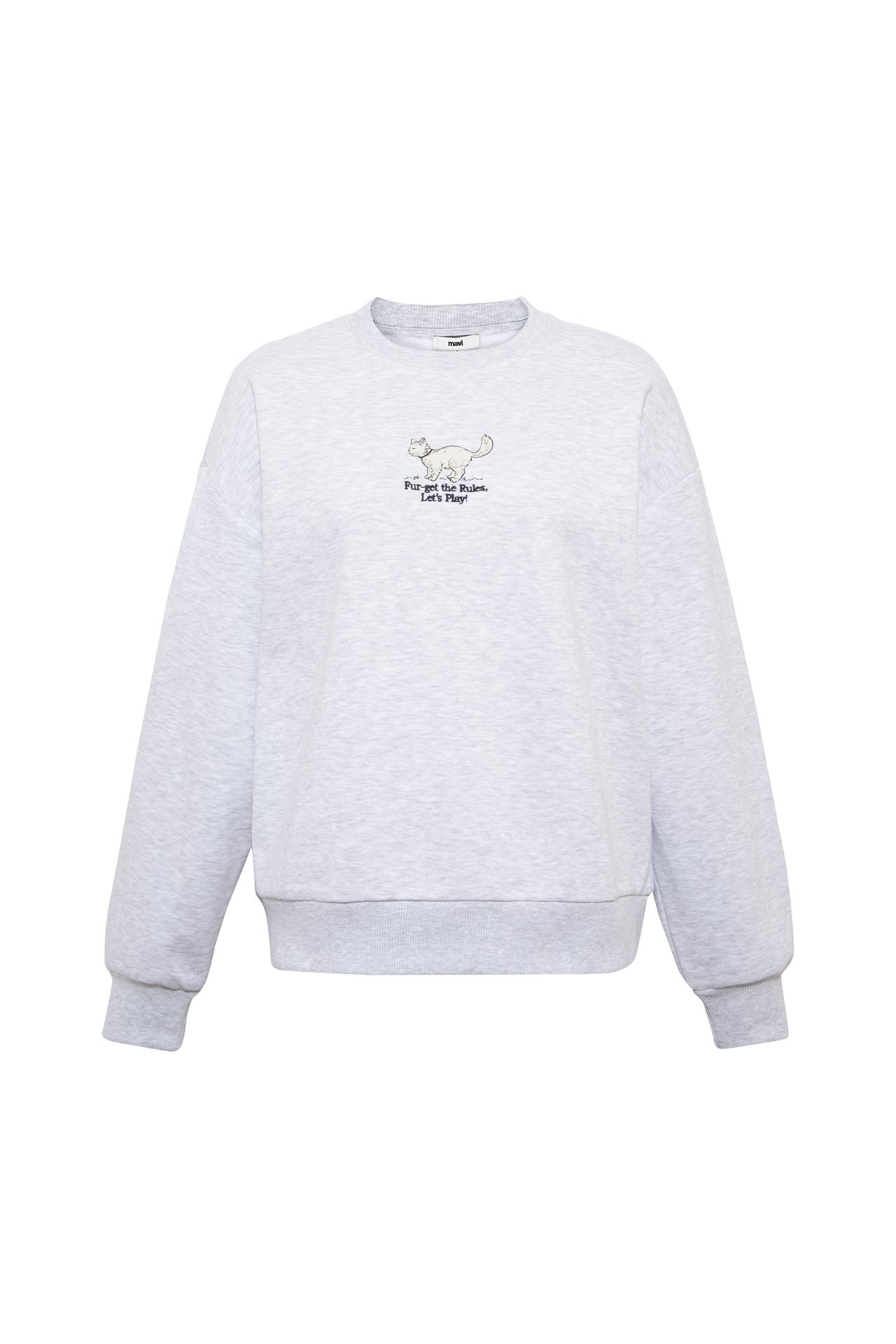 MAVI Sweatshirt CAT PRINTED SWEATSHIRT Mid Grey Melange, Bild 1