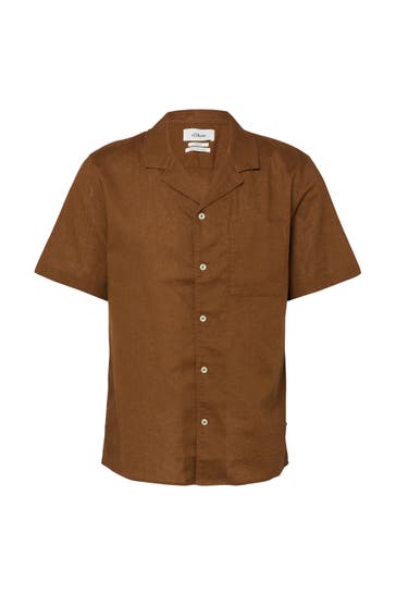 S.OLIVER Kurzarmhemd 8919_dunkelbraun Loose Fit