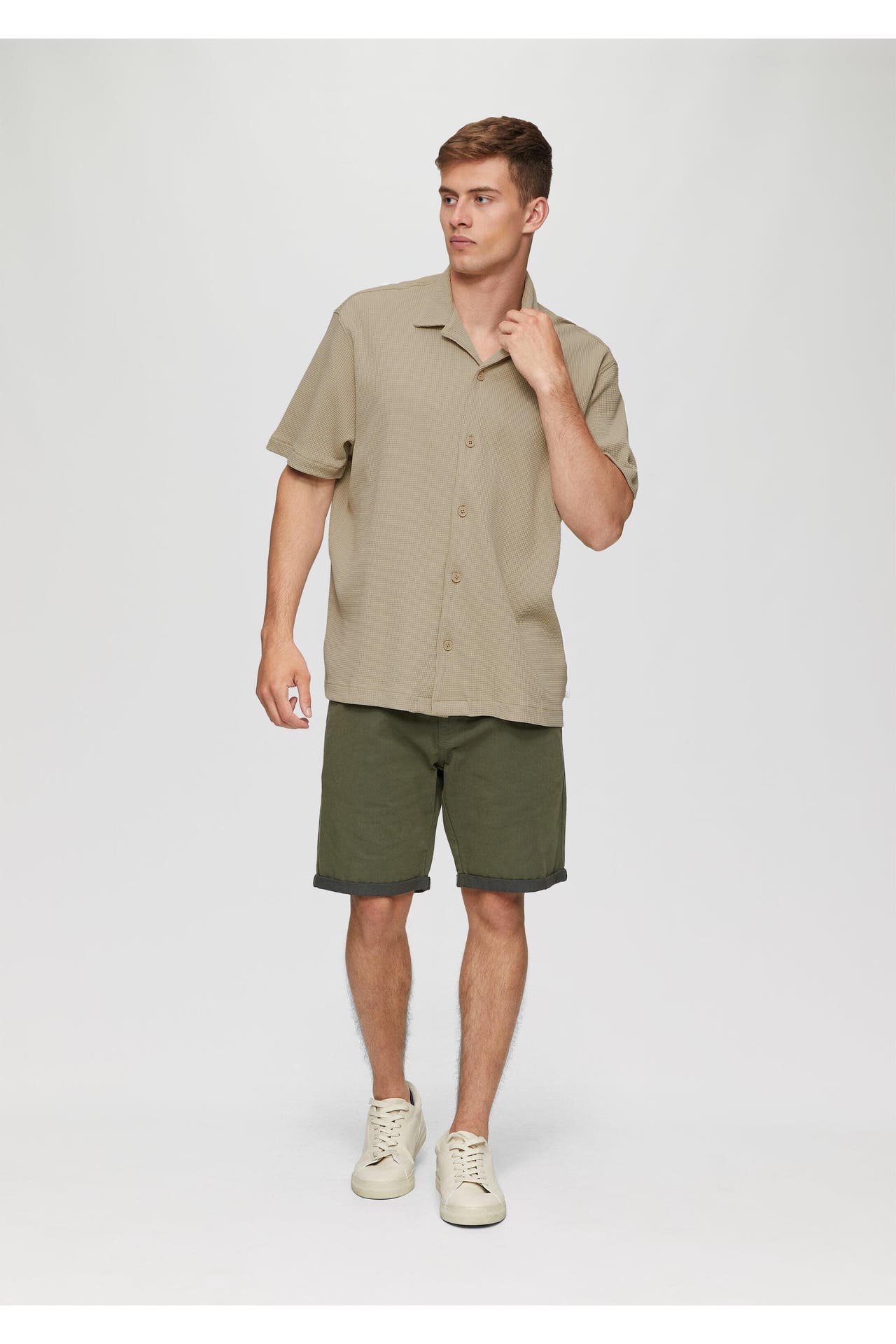 QS BY S.OLIVER Kurzarmhemd 8161_beige Regular Fit, Bild 1