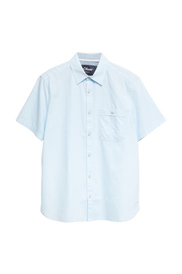 S.OLIVER Kurzarmhemd 51K0_arktisblau Regular Fit