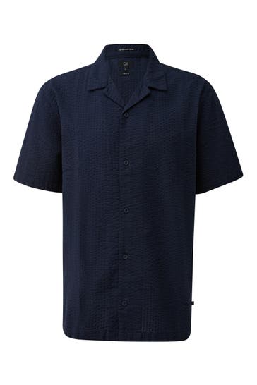 QS BY S.OLIVER Kurzarmhemd 5831_dunkelblau Loose Fit