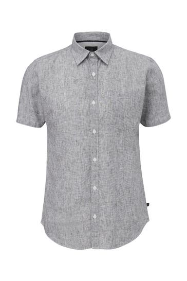 QS BY S.OLIVER Kurzarmhemd 98W0_dunkelgrau Slim Fit