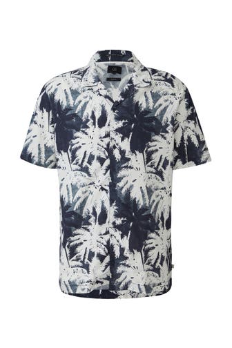 QS BY S.OLIVER Kurzarmhemd 58A0_tiefblau Regular Fit