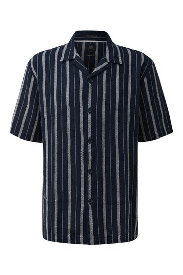 QS BY S.OLIVER Kurzarmhemd 58G0_tiefblau Loose Fit