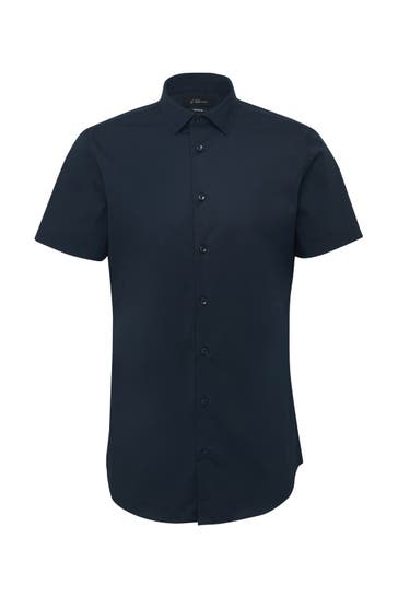 S.OLIVER Kurzarmhemd 5978_navy Regular Fit