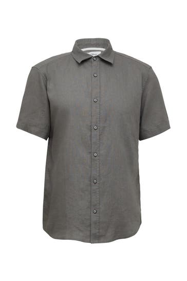 S.OLIVER Kurzarmhemd 9467_grau meliert Regular Fit