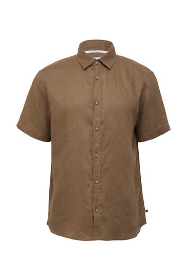 S.OLIVER Kurzarmhemd 8483_sandstein Regular Fit