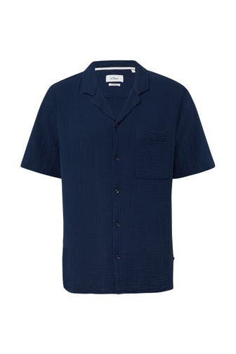 S.OLIVER Kurzarmhemd 5852_tiefblau Loose Fit