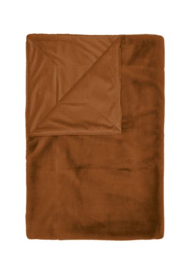 ESSENZA Decke Furry Leather Brown