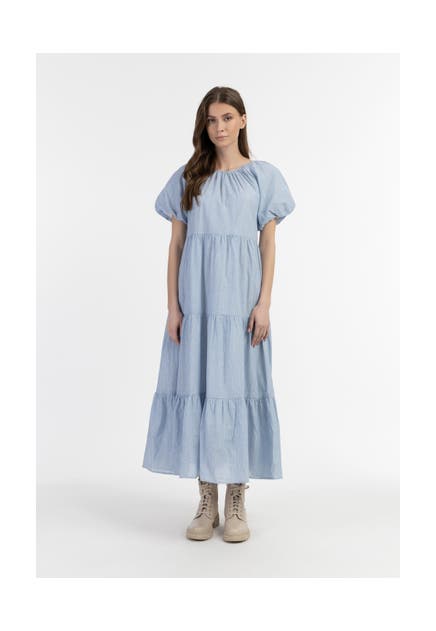 DREIMASTER Maxikleid Hellblaue Dünne Streifen