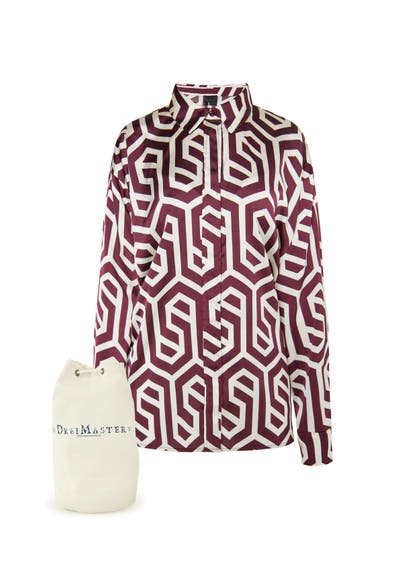 DREIMASTER Casual-Bluse Wollweiss Bordeaux