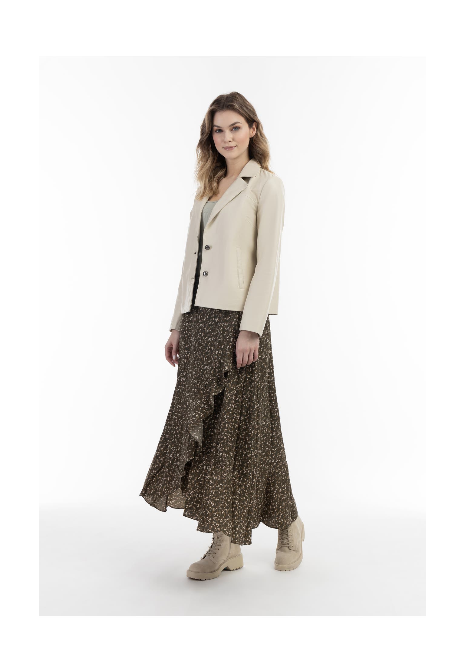DREIMASTER Lederjacke Wollweiss, Bild 1