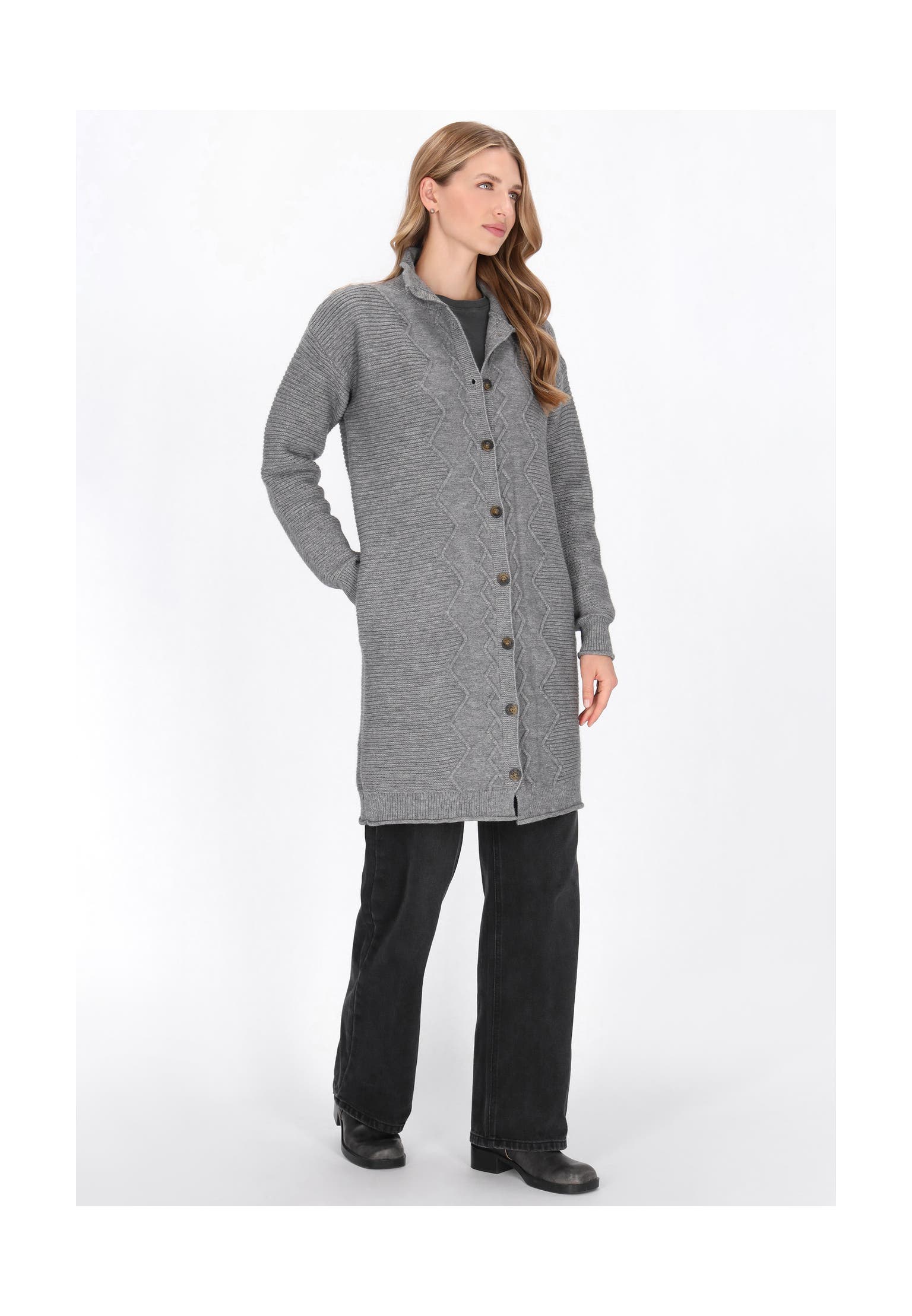 DREIMASTER Strickjacke grey melange, Bild 1