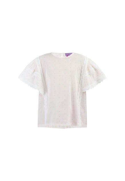 MYMO Bluse Weiss Pinkorange Punkte