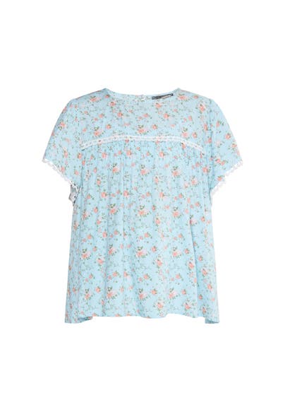DREIMASTER Bluse Hellblau Blume