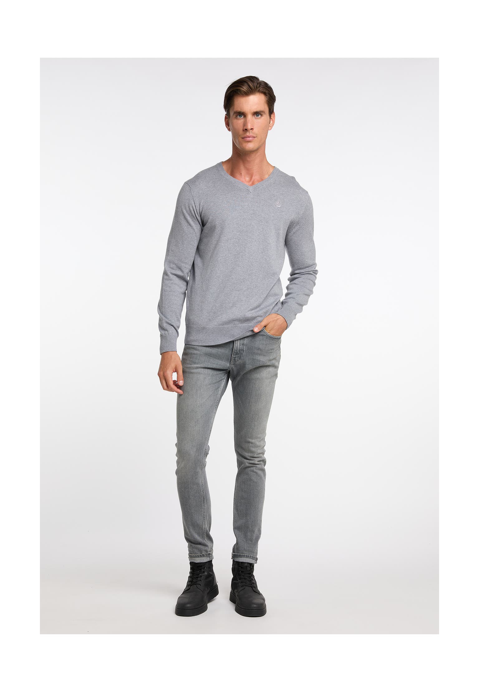 DREIMASTER Pullover Hellgrau Melange, Bild 1