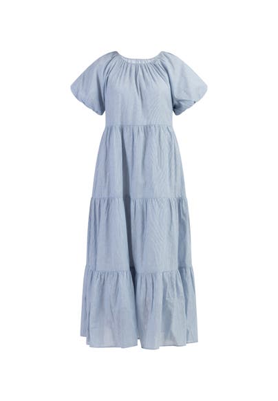 DREIMASTER Maxikleid Hellblaue Dünne Streifen