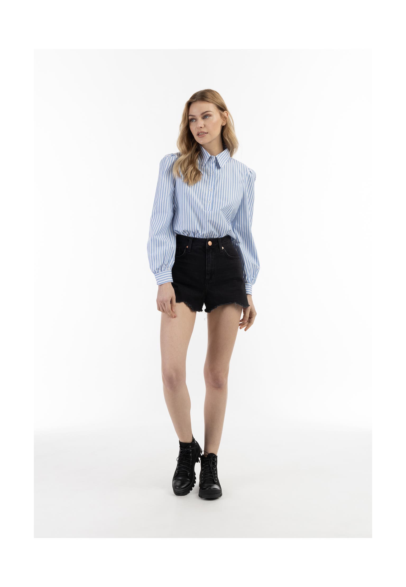DREIMASTER Casual-Bluse Weiss Hellblau, Bild 1